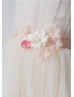 Champagne Pleated Tulle V Neck Short Flower Girl Dress Champagne Pleated Tulle V Neck Short Flower Girl Dress